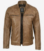 Mens Camel Brown Biker Style Leather Jacket