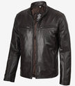 Mens Classic Dark Brown Biker Style Leather Jacket