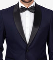 Men's Dark Blue Shawl Lapel Tuxedo – Modern Single-Button Prom Tux
