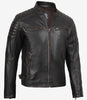 Mens Distressed Brown Biker Style Leather Jacket