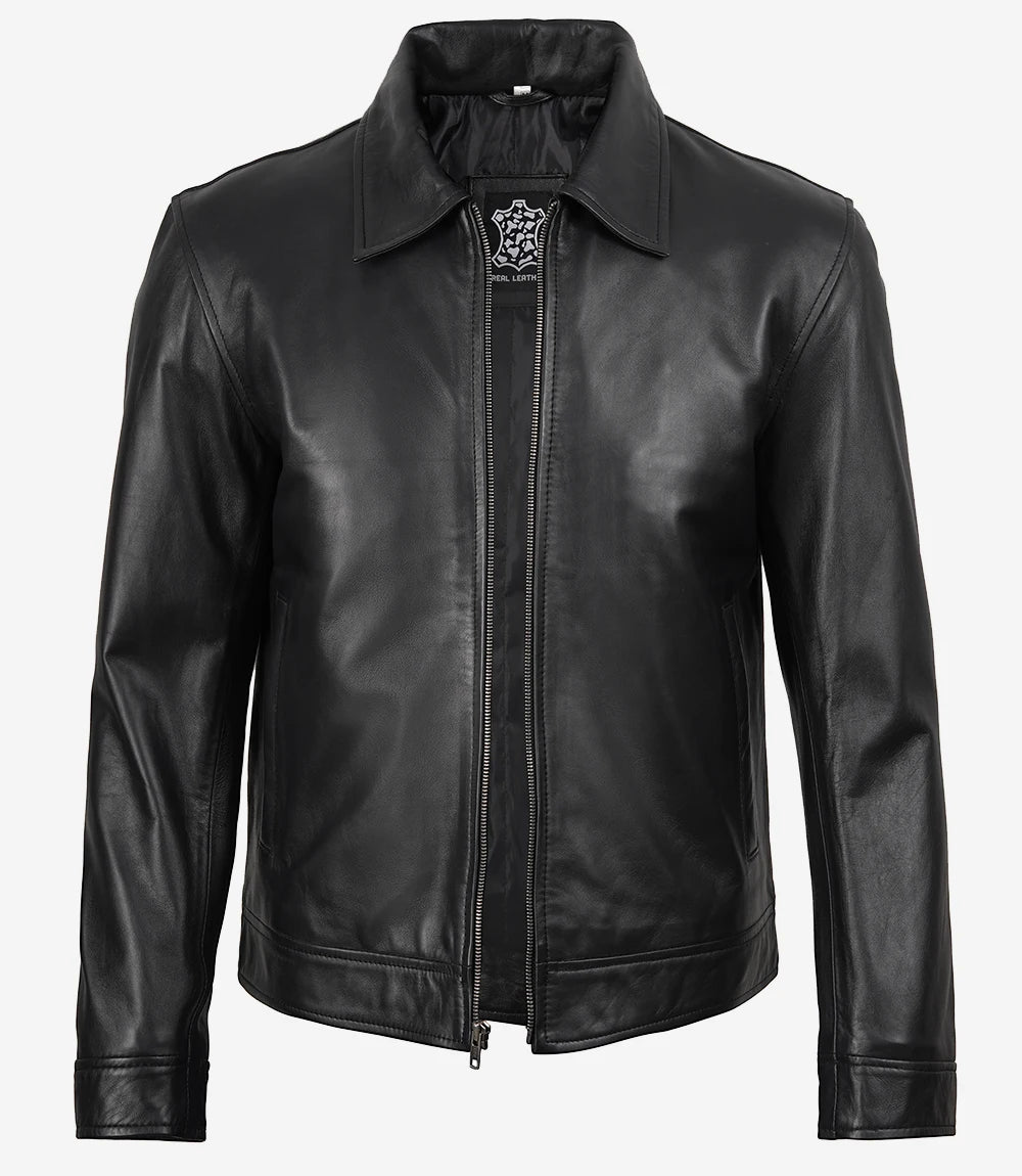 Men's Mike Harrington Black Leather Jacket