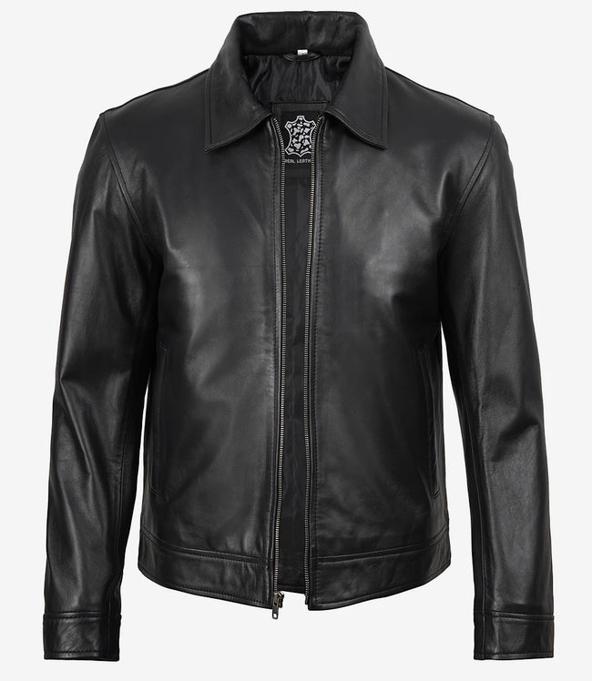 Men's Mike Harrington Black Leather Jacket