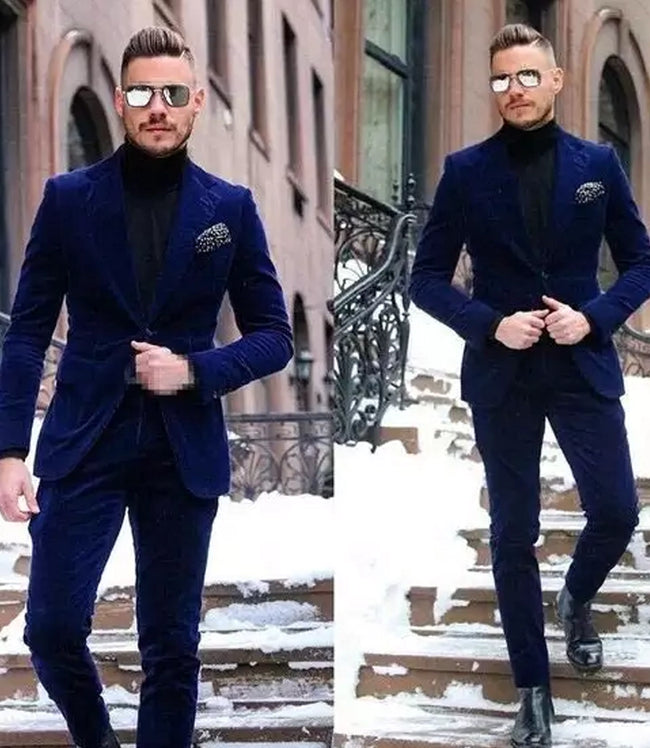 Mens Wedding Sapphire Velvet Royal Blue Suit