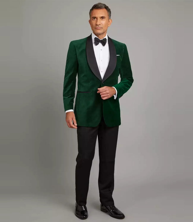 Mens Shawl Lapel Green Velvet Tuxedo