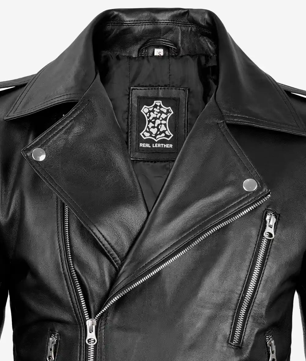 Brando Motorcycle Mens Rider Black Asymmetrical Real Leather Jacket