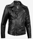 Brando Motorcycle Mens Rider Black Asymmetrical Real Leather Jacket