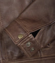 Mens Shirt Collar Chocolate Brown Leather Jacket