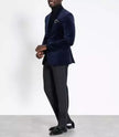 Mens Deep Sea Blue Velvet Tuxedo