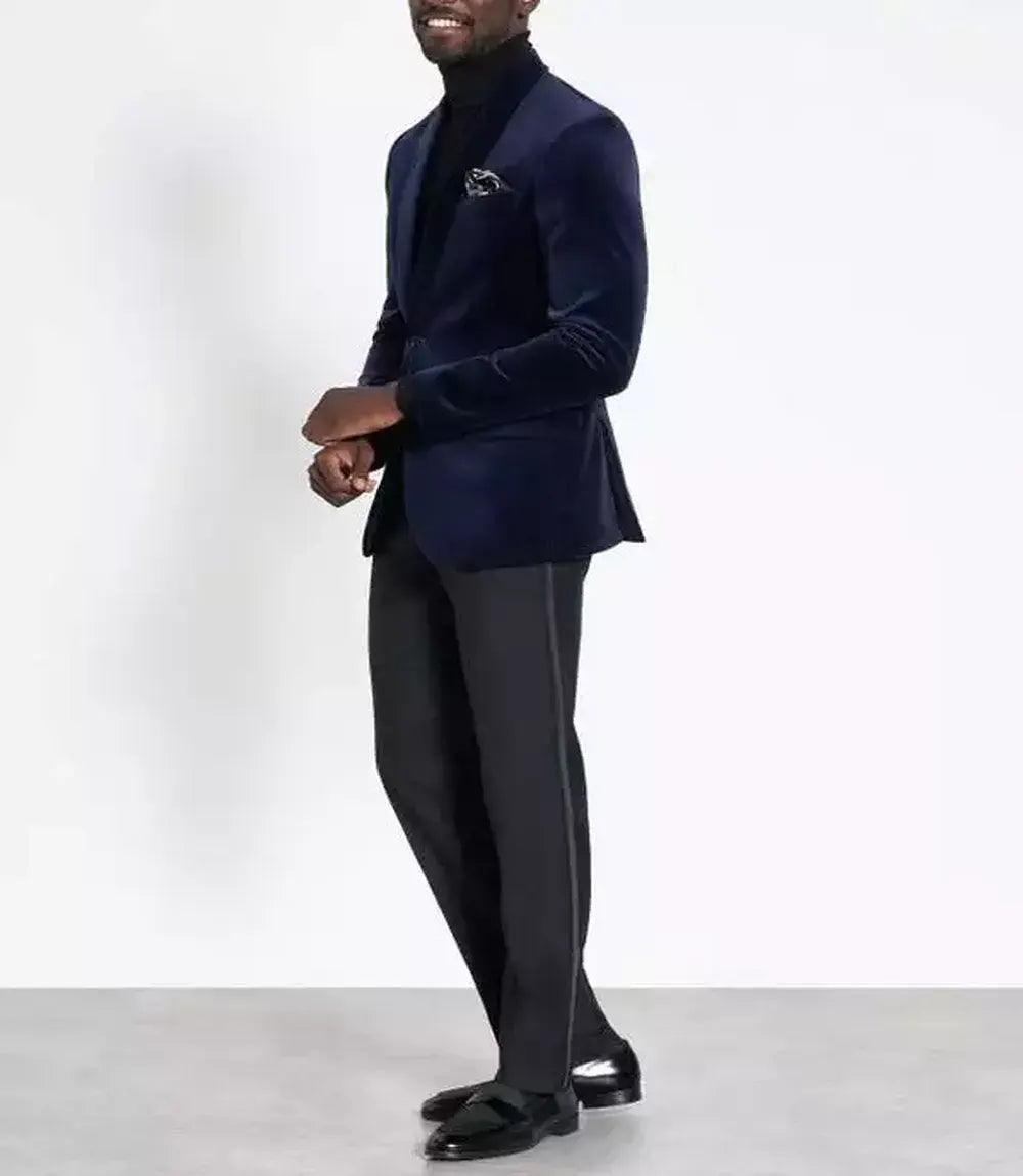 Mens Deep Sea Blue Velvet Tuxedo