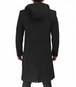 Men's Black Hooded Wool Coat | Zip-Up Winter Warmth
