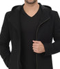 Men's Black Hooded Wool Coat | Zip-Up Winter Warmth