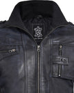 Mens Cafe Racer Distressed Black Leather Jacket