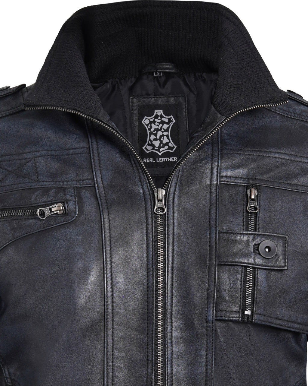 Mens Cafe Racer Distressed Black Leather Jacket