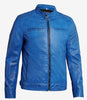 Mens Cafe Racer Blue Leather Jacket