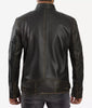 Mens Tall Real Leather Rub Off Brown Cafe Racer Jacket