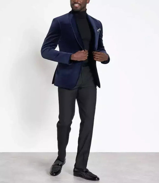 Mens Deep Sea Blue Velvet Tuxedo