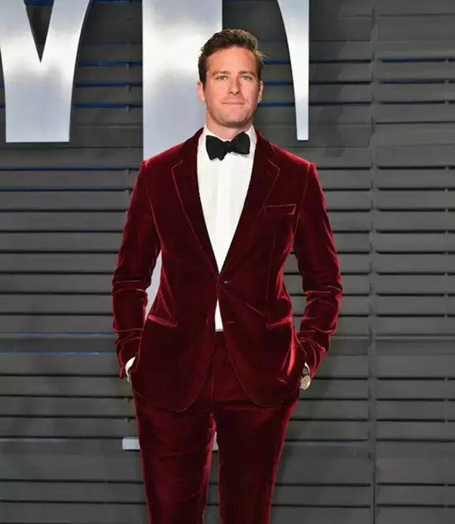 Mens Two Piece Maroon Velvet Tuxedo