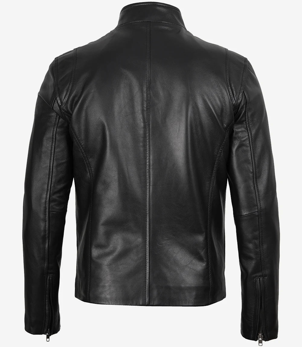 Men's Black Biker Style Leather Jacket