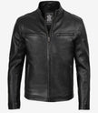 Men's Black Biker Style Leather Jacket