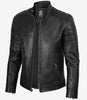Men's Black Lambskin Leather Biker Style Jacket