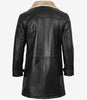 Men's Black 3/4 Length Shearling Leather Coat