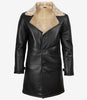 Men's Black 3/4 Length Shearling Leather Coat