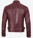 Men's Burgundy Biker Style Leather Jacket