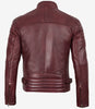Men's Burgundy Biker Style Leather Jacket