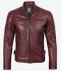Men's Burgundy Biker Style Leather Jacket