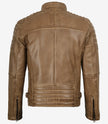 Mens Camel Brown Biker Style Leather Jacket