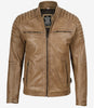 Mens Camel Brown Biker Style Leather Jacket