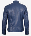 Mens Classic Blue Biker Style Leather Jacket