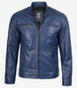 Mens Classic Blue Biker Style Leather Jacket