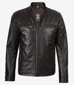 Mens Classic Dark Brown Biker Style Leather Jacket
