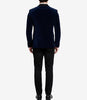 Men's Dark Blue Velvet Groomsmen Tuxedo – Peak Lapel
