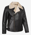 Men's Dark Brown Shearling Biker Style Leather Jacket