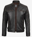 Mens Distressed Brown Biker Style Leather Jacket