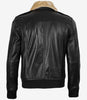 Men's Fur Collar Black Bomber Leather Jacket