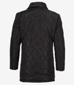 Mens 3/4 Length Black Quilted Polyester Coat With Brown Detailing