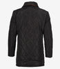 Mens 3/4 Length Black Quilted Polyester Coat With Brown Detailing