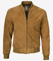 Men's Light Brown Suede Bomber Jacket