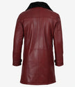 Men's Maroon Leather Coat with Black Shearling