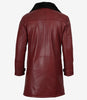 Men's Maroon Leather Coat with Black Shearling