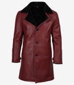 Men's Maroon Leather Coat with Black Shearling