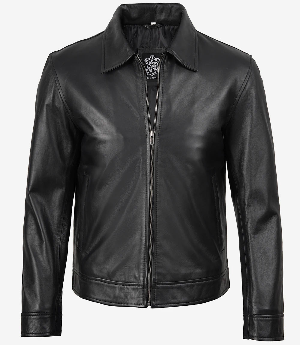 Men's Mike Harrington Black Leather Jacket