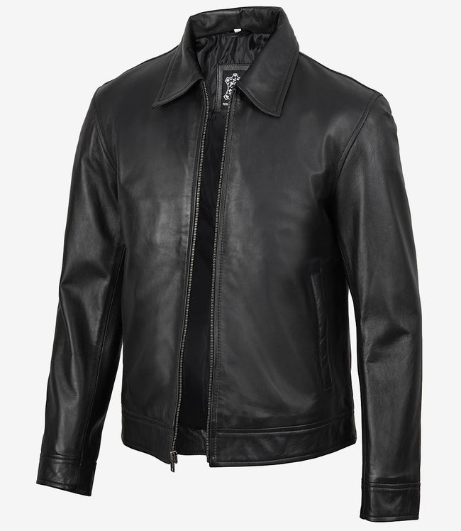 Men's Mike Harrington Black Leather Jacket