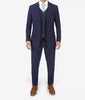 Mens Three Piece Navy Blue Herringbone Suit