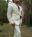 Three Piece Vintage Off White Suit Men