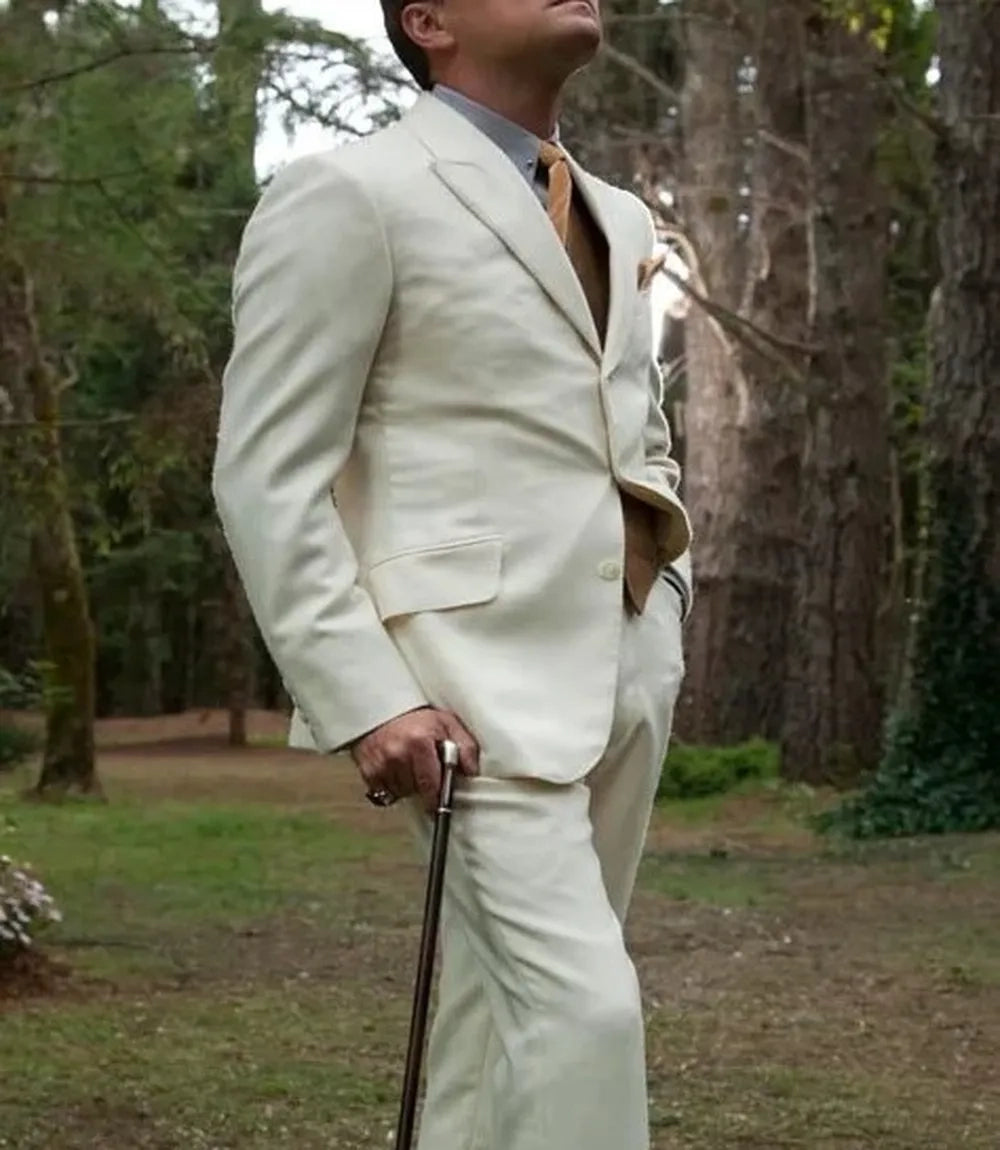 Three Piece Vintage Off White Suit Men