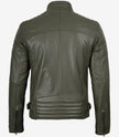 Mens Olive Green Biker Style Leather Jacket